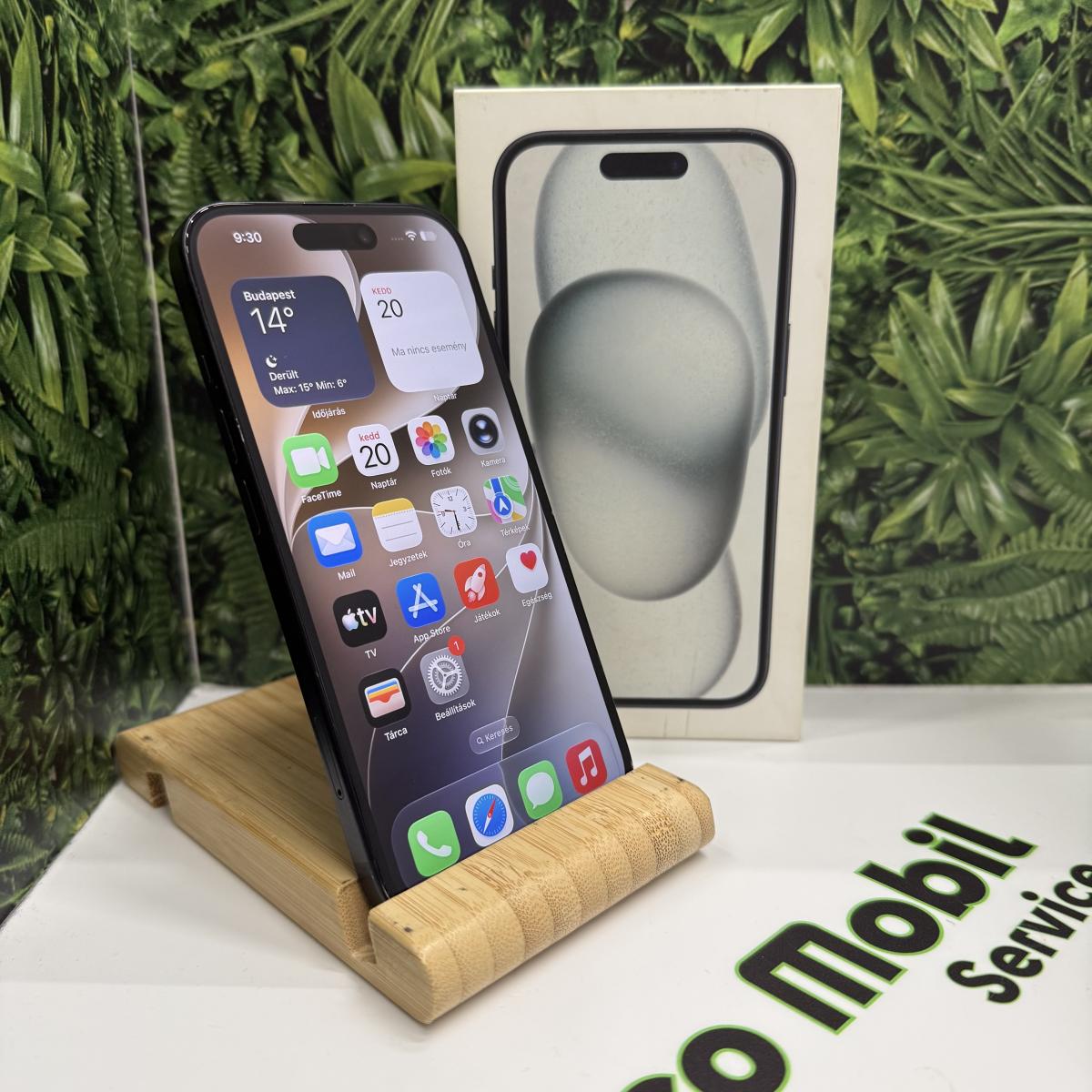 Apple iPhone 15 Kártyafüggetlen 128 GB, 12 hó garancia, Használt
