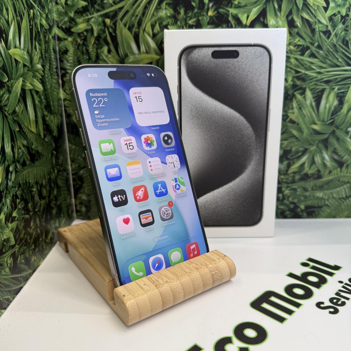 Apple iPhone 15 Pro Kártyafüggetlen 128 GB, 12 hó garancia, Újszerű